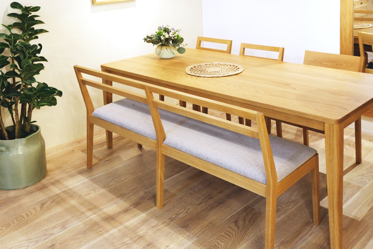 PLAIN BENCH 背付き オーク【受注生産品】　