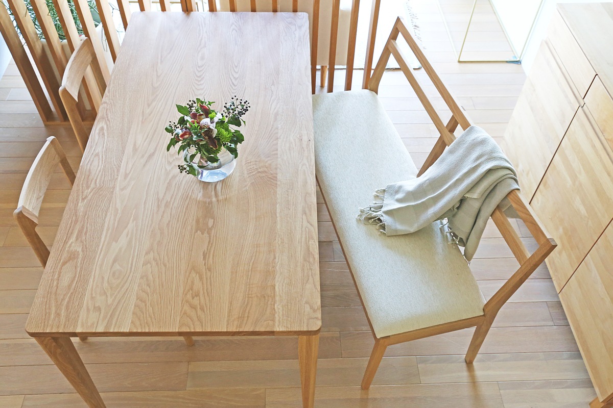 PLAIN BENCH 背付き オーク【受注生産品】　