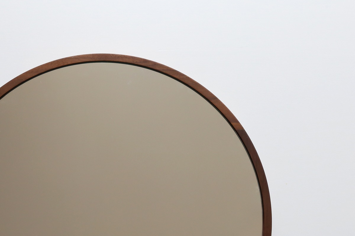 【廃番20%OFF】PLAIN ROUND MIRROR φ79cm ウォルナット