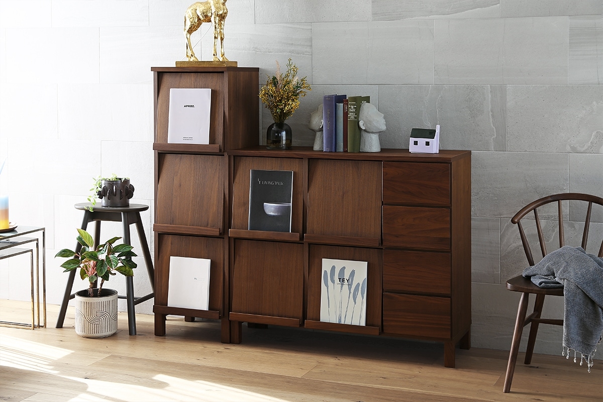 高野木工　レッチェ 105マガジンラック ウォルナット 廃番10%OFF】LECCE 105マガジンラック ウォルナット