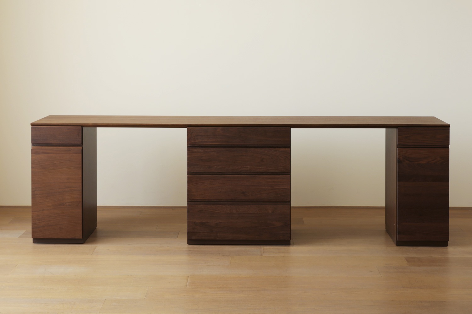 ASTER アスター DESK SET12 ウォルナット (240天板 + 30キャビネット (左開き) + 60チェスト + 30キャビネット (右開き)) ※チェア別売