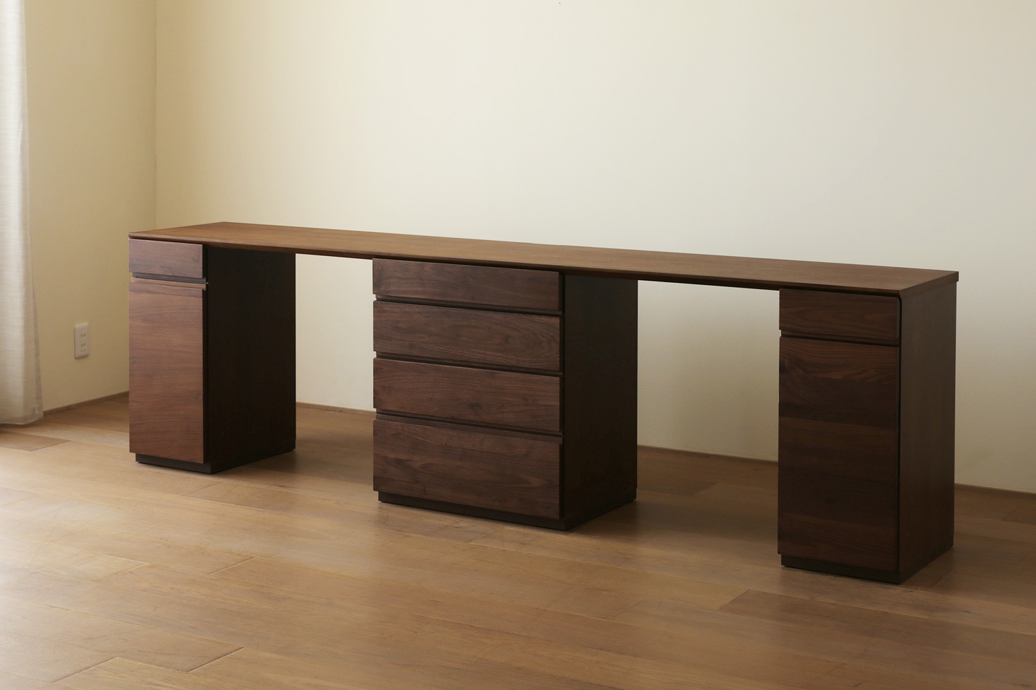ASTER アスター DESK SET12 ウォルナット (240天板 + 30キャビネット (左開き) + 60チェスト + 30キャビネット (右開き)) ※チェア別売