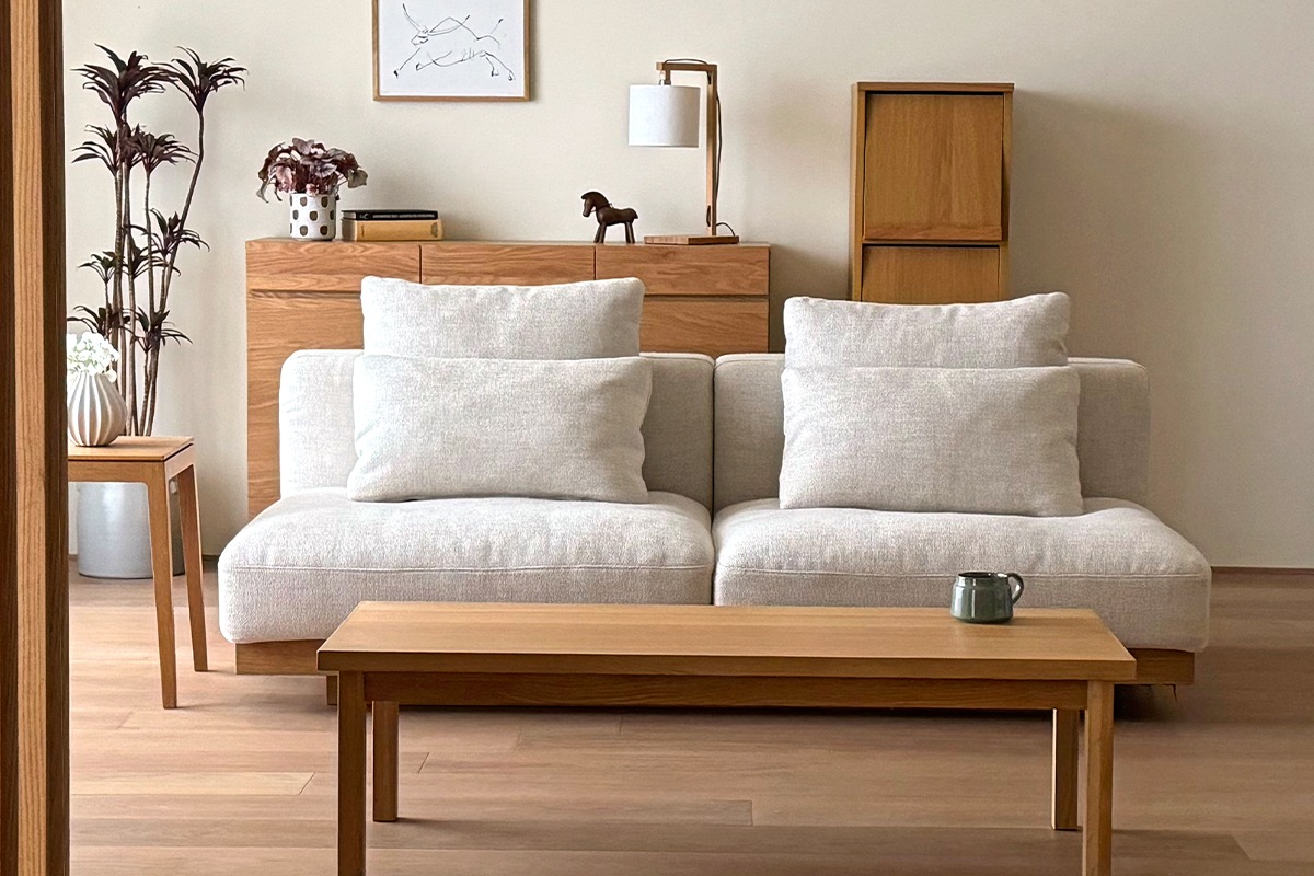 LANA SOFA 3人掛け アイボリー オーク/ウォルナット