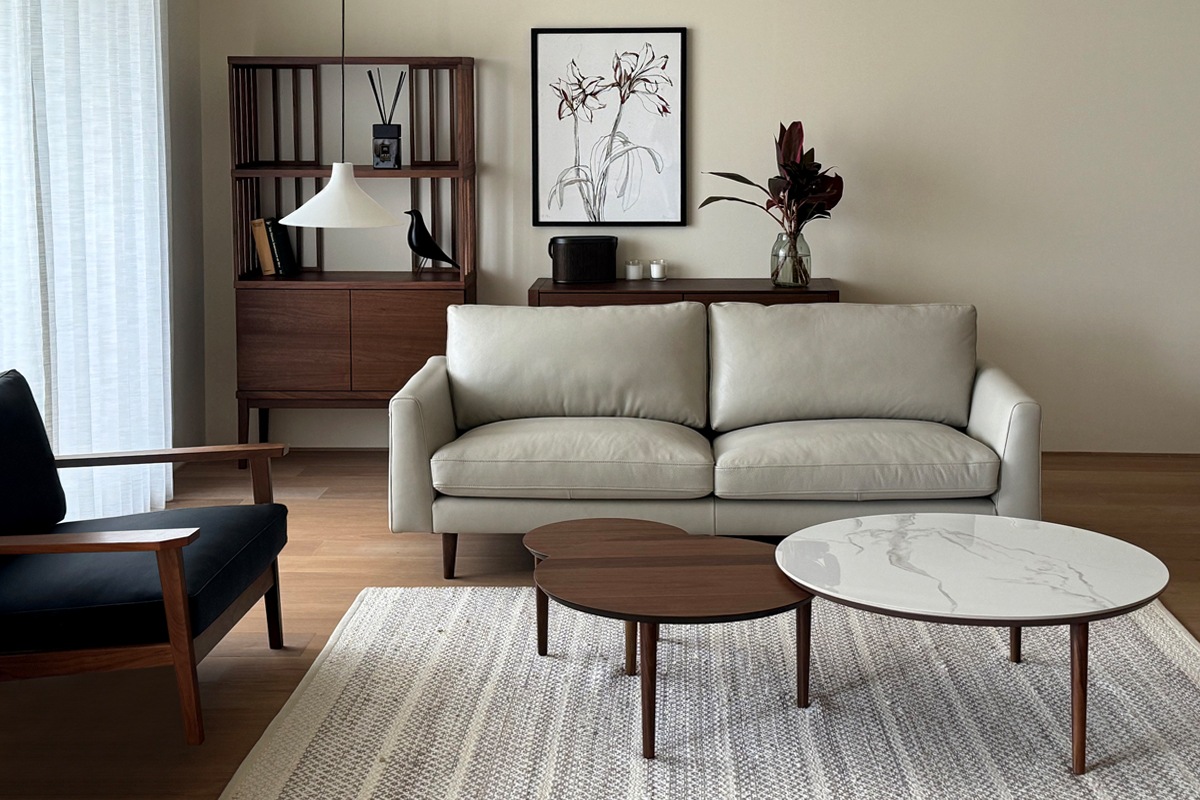 SERUM SOFA 3人掛け グレー オーク脚/ウォルナット脚