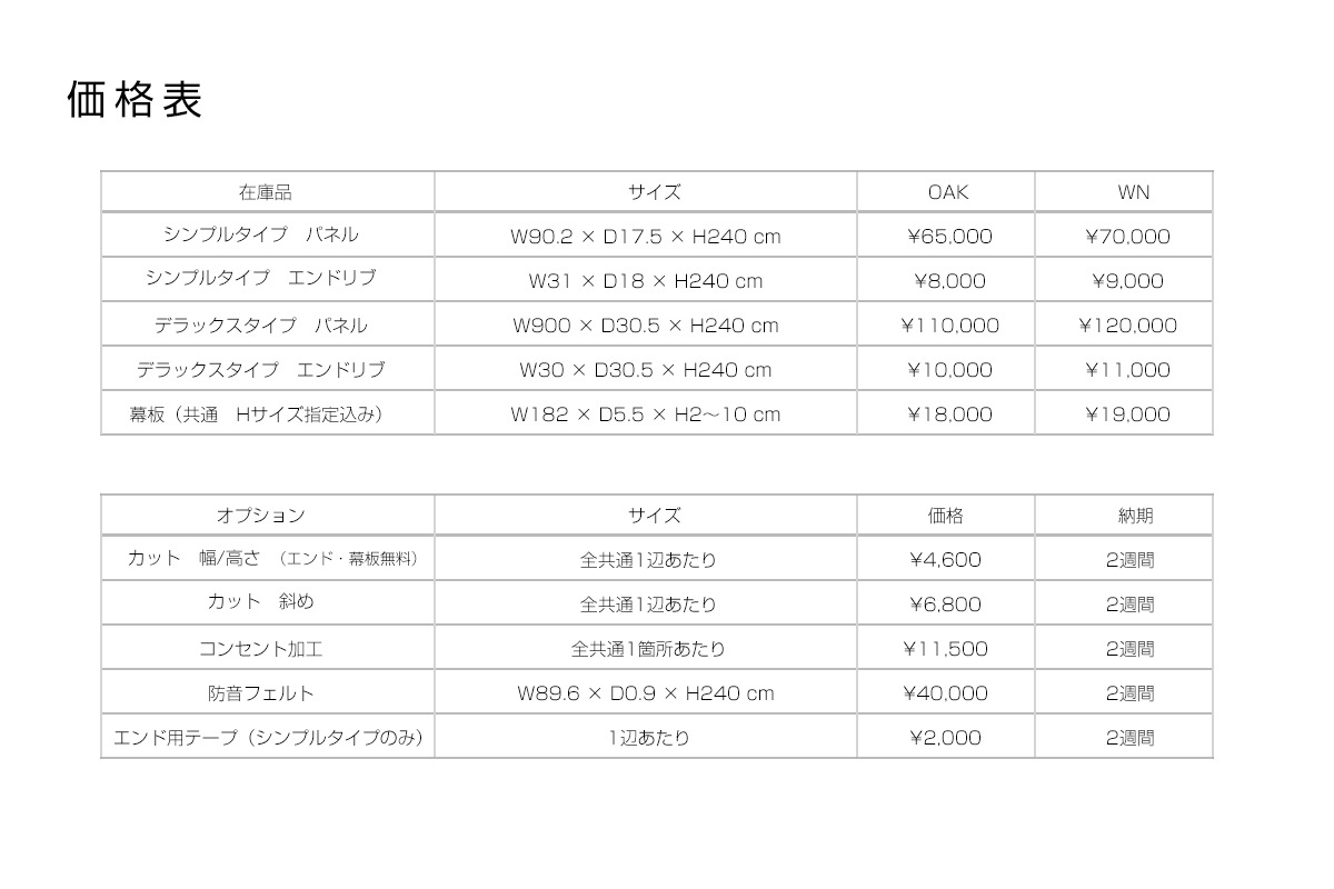 WOOD RIB PANEL デラックスタイプ パネル W90×H240 オーク
