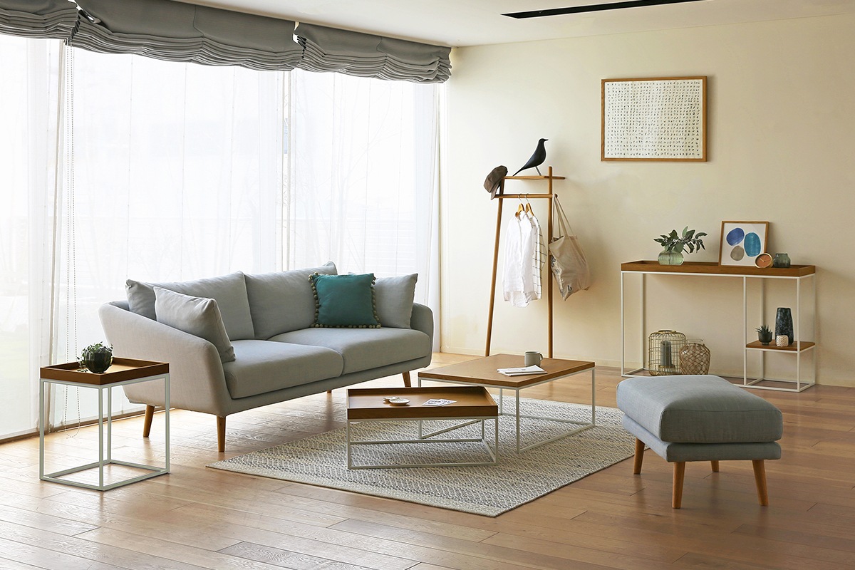 LINIE リニエ コンソールテーブル オーク/ホワイトフレーム