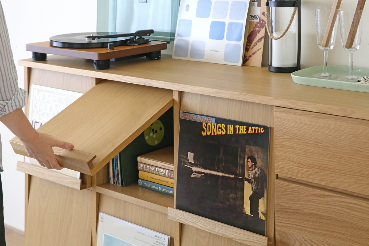 LECCE 143マガジンレコードラック オーク