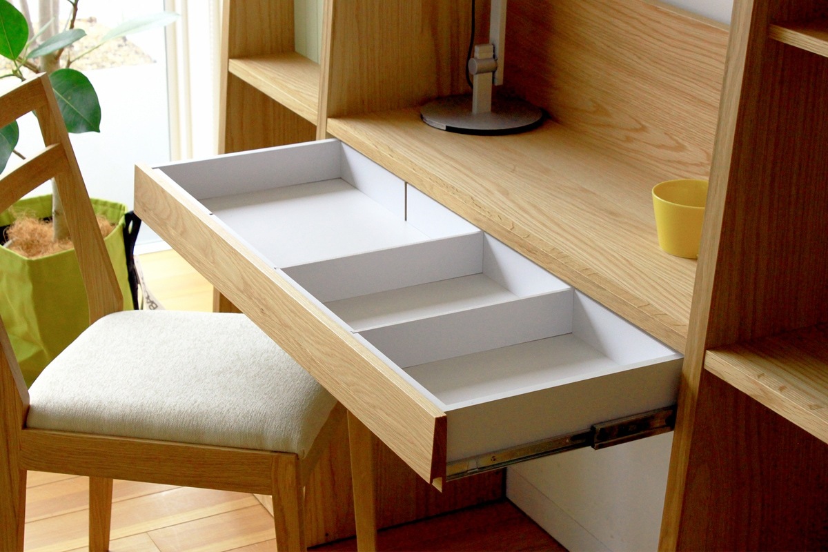 GALLE ガレ DESK SET3 オーク 幅133cm (41本棚(右加工あり) + 89デスクパーツ + エンドパネル(左エンド))