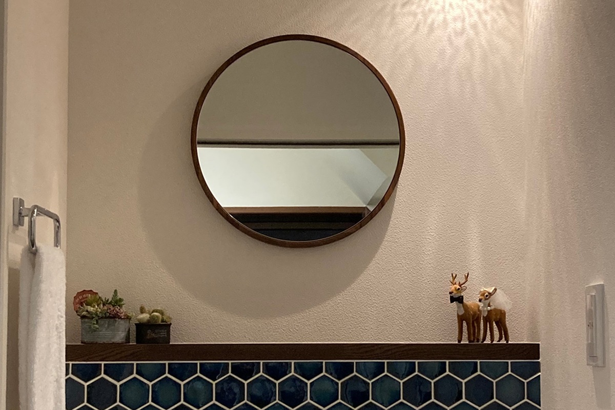 PLAIN ROUND MIRROR φ60cm ウォルナット
