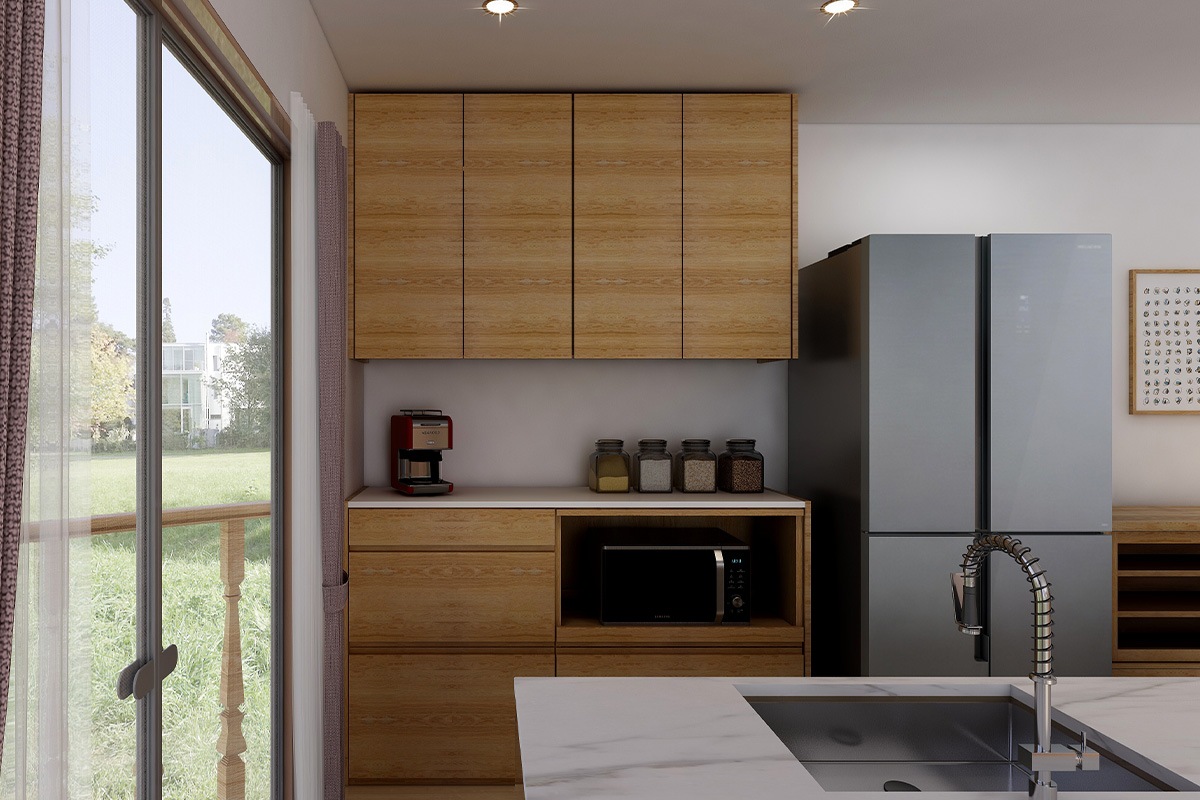 HARVEST SET12 オーダー天板 (幅154cm) + 下台用サイドパネル (左右セット) + 70引出下台 + 84オープン下台 + 上置き用高さオーダーサイドパネル (左右セット) + 幅154cm 高さオーダー 4枚扉上置き（吊り戸) オーク/ウォルナット