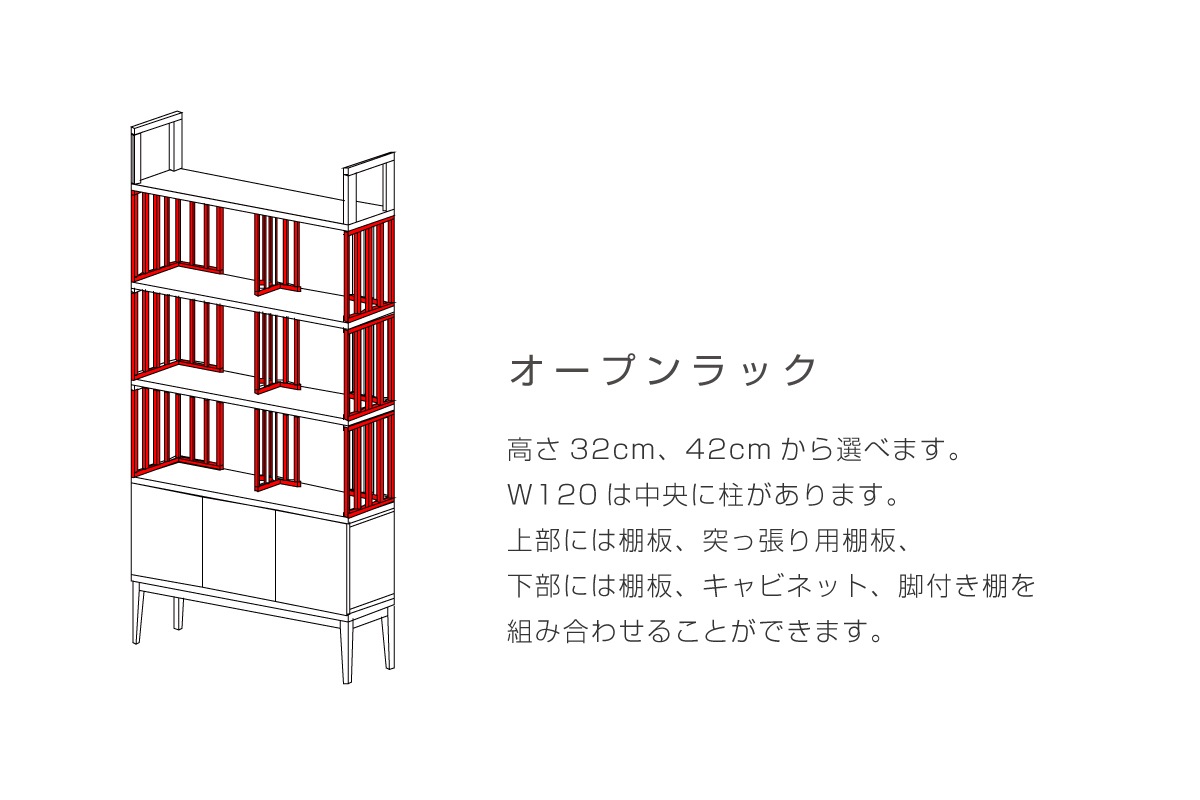 TONG オープンラック W90/120 H32/42