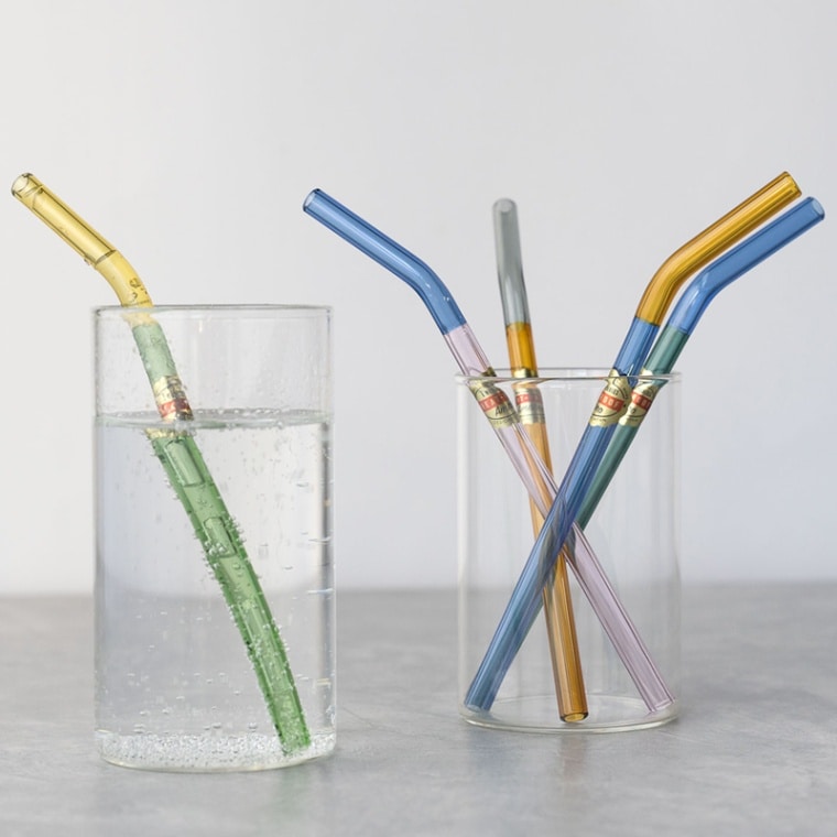 amabro アマブロ TWO TONE グラスストロー（2本セット・洗浄ブラシ付）【ガラス製ストロー】