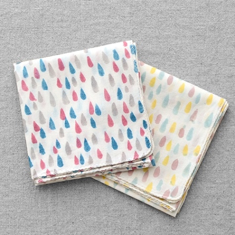 cottind  大判ハンカチ 雨ドロップ（2カラー）【インド綿 ブロックプリント】