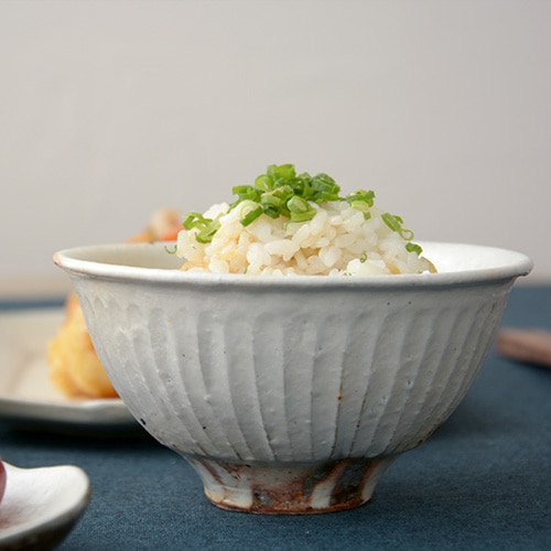 古谷製陶所（古谷浩一）鉄散 線彫 めし碗／大【信楽焼 飯碗】