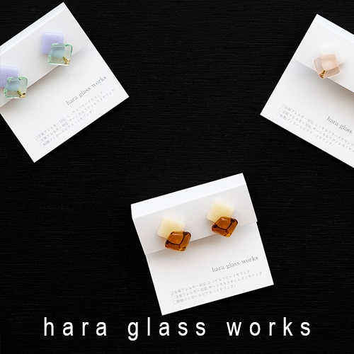 hara glass works ピアス／ガラスのダイヤ（ハラ グラス ワークス）