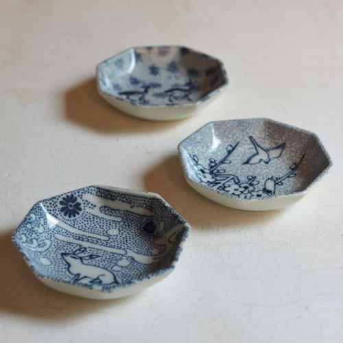 倉敷意匠 印判手の八角豆皿（3種類） | 倉敷意匠計画室／テーブル