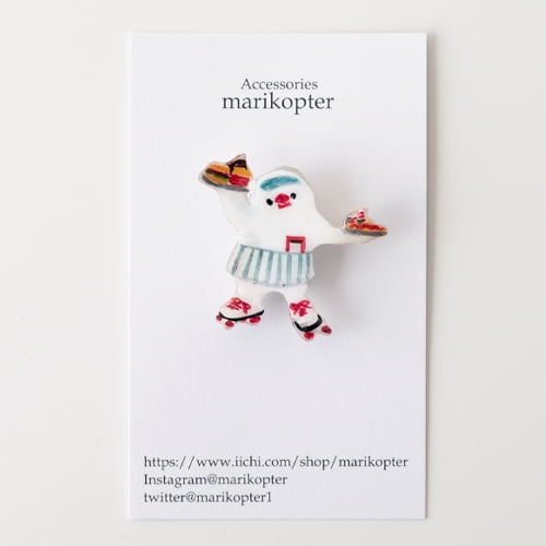 marikopter ブローチ／文鳥のダイナー店員【マリコプター アクセサリー】