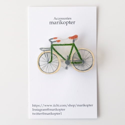 ※6月下旬発送※ marikopter ブローチ／自転車（グリーン）【マリコプター アクセサリー】