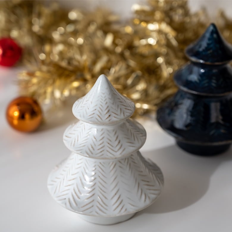 sen ツリーのオブジェ／2カラー 【陶器の置き物 クリスマス