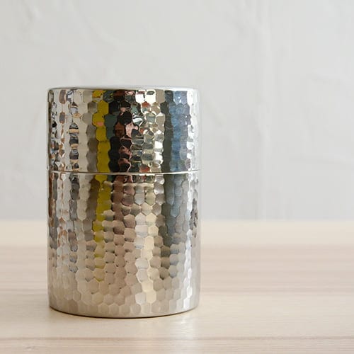 工房アイザワ ティ－キャディ茶筒（槌目仕上げ） No.70247 【ブラック