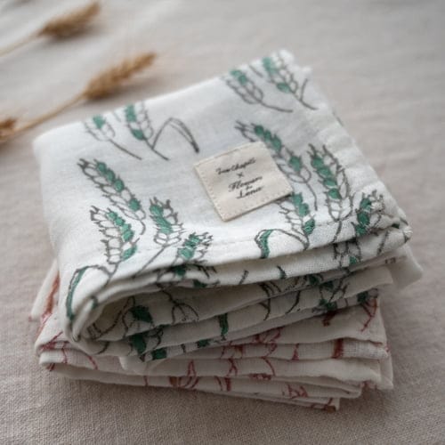 TWO CHAPATI ダブルガーゼハンカチ／麦（2カラー）【大判50cm角 はん