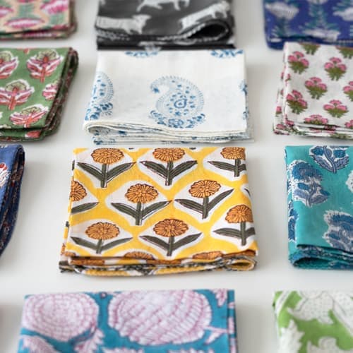 TWO CHAPATI ブロックプリント ハンカチ3枚セット／6種類 【アソート