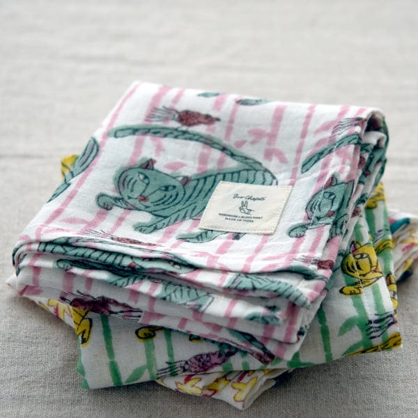 定番柄30種類＊TWO CHAPATI 大判ダブルガーゼハンカチ【ブロック