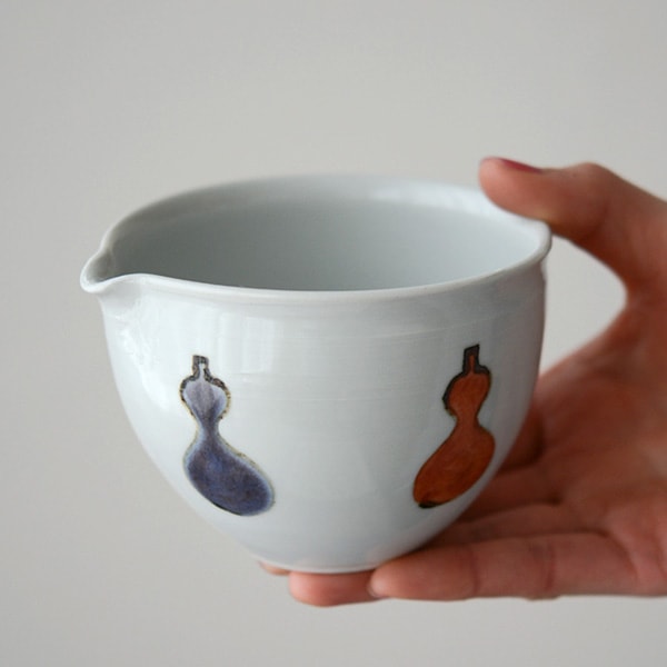 【美品】平安徳永造／染付山形・青白色 陶器 水差し（共箱付き） 徳永遊心 色絵ひょうたん／片口 3.5寸 深鉢 | 徳永遊心窯／うつわ作家