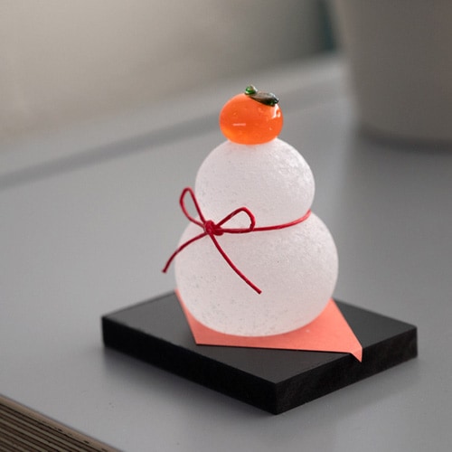 予約11月末発送※ 極楽寺がらす工房 ガラスの鏡餅のオブジェ／小サイズ
