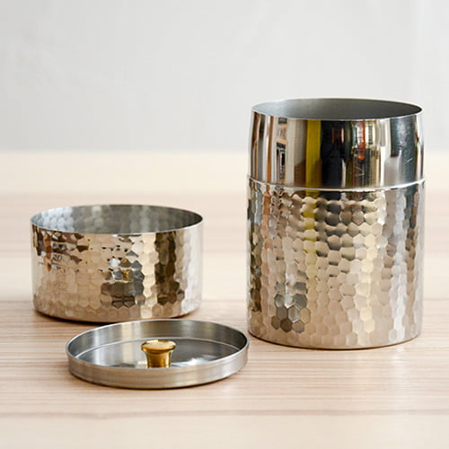 工房アイザワ ティ－キャディ茶筒（槌目仕上げ） No.70247 【ブラック