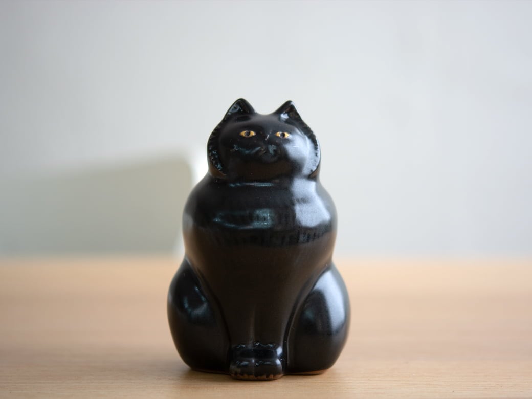 sen twin cats（猫のオブジェ）／2カラー 【陶器の置き物 ギフト ねこ