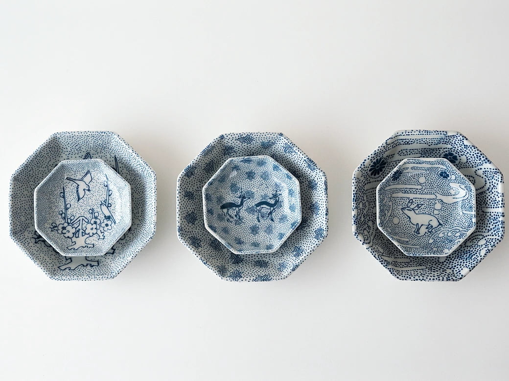 倉敷意匠 印判手の八角豆皿（3種類） | 倉敷意匠計画室／テーブル