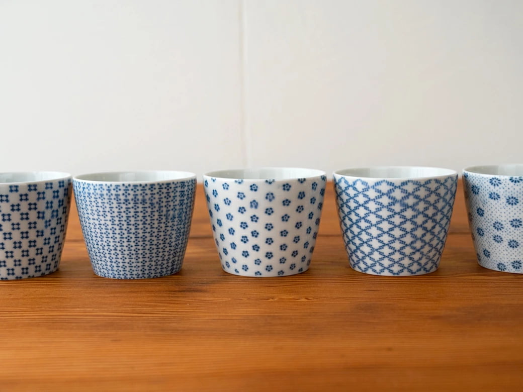 印判手魚介図蕎麦猪口 五客 【公式通販】