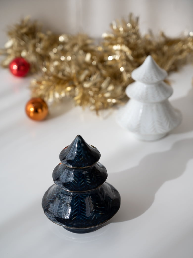 sen ツリーのオブジェ／2カラー 【陶器の置き物 クリスマス インテリア