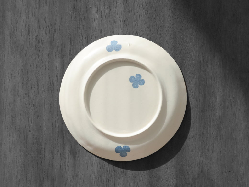 かとうようこ 和紙染め 丸皿／鳥と草花（青） | かとうようこ（うつわ