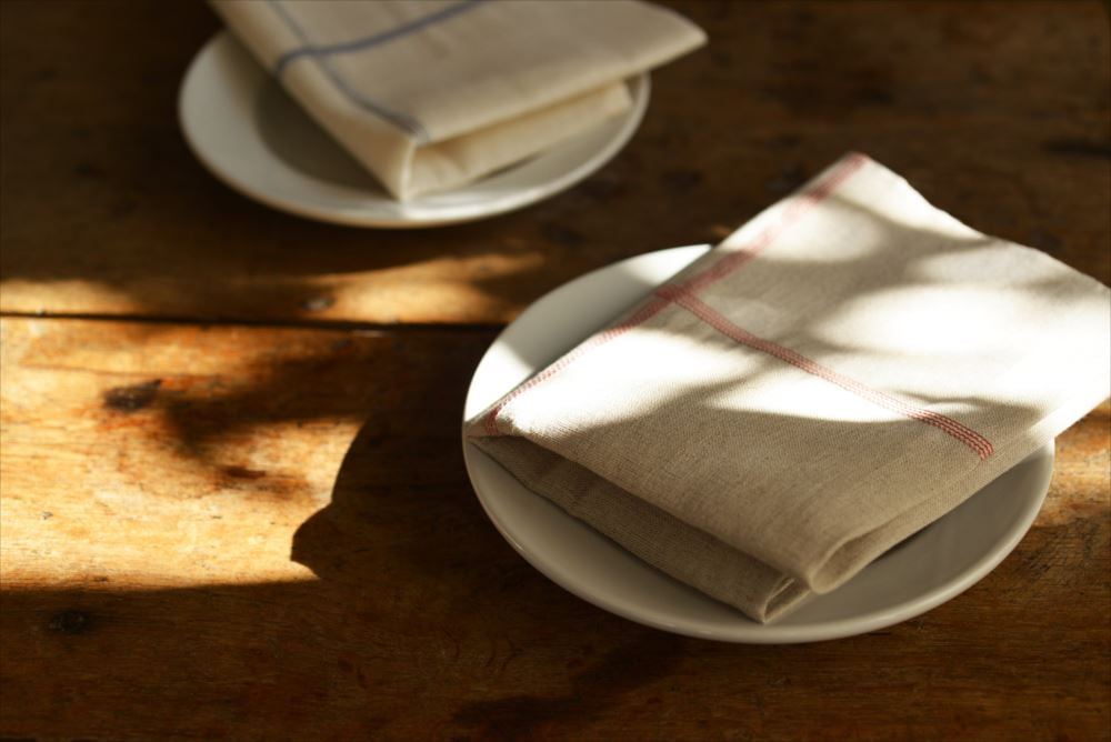 kalmia　倉敷意匠 倉敷意匠 リネンコットンのキッチンクロス（赤ライン・紺ライン