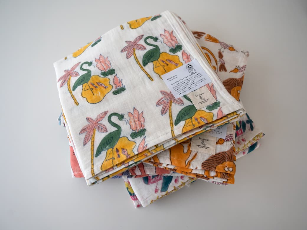 TWO CHAPATI ダブルガーゼクロス（Lサイズ100cm角）／ストライプ