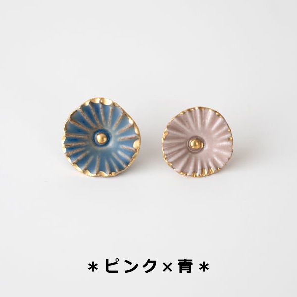 sen お花のイヤリング 2個セット／9カラー 【陶器のアクセサリー