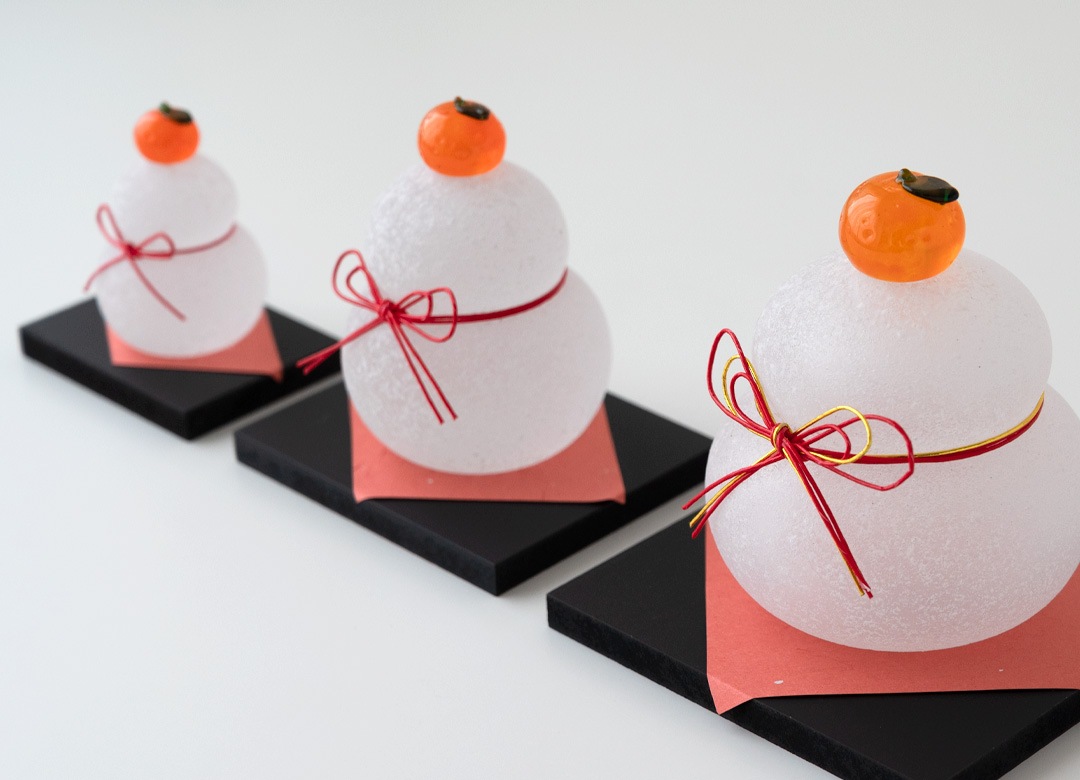 予約12月上旬発送※ 極楽寺がらす工房 ガラスの鏡餅のオブジェ／小