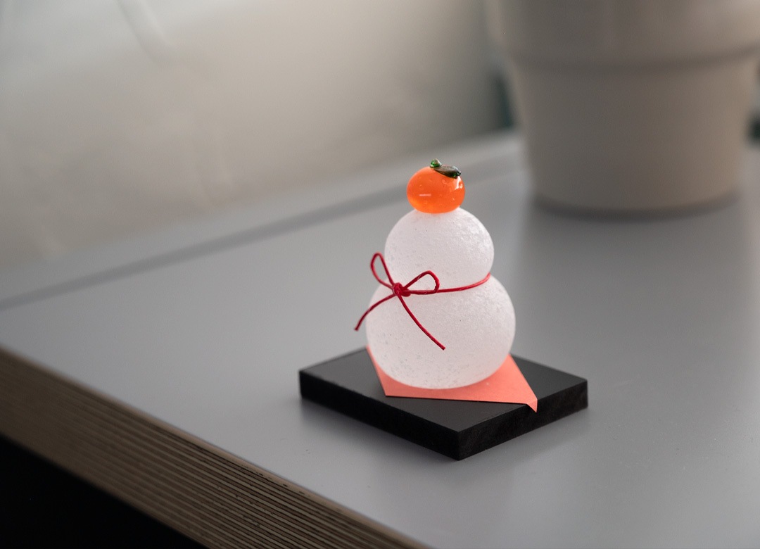 予約12月上旬発送※ 極楽寺がらす工房 ガラスの鏡餅のオブジェ／小