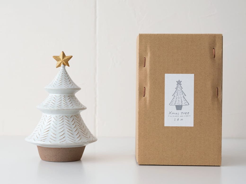 sen ツリーのオブジェ／星付き（WHITE） 【陶器の置き物 クリスマス