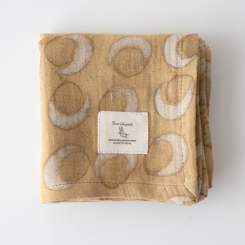 TWO CHAPATI ダブルガーゼハンカチ／草木染木版プリント（3カラー