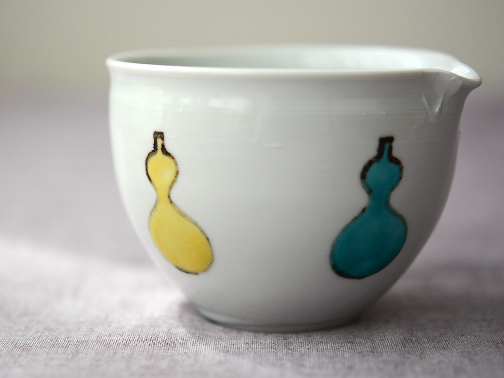 徳永遊心さん　ひょうたんの四角いお鉢3客　九谷青窯 徳永遊心窯 色絵ひょうたん 4.5寸四方鉢 | 九谷焼 | 東京 南青山