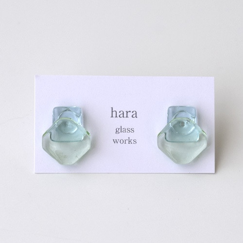 hara glass works イヤリング／○□ガラス（ハラ グラス ワークス