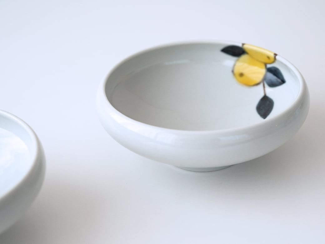 徳永遊心 色絵みかん／4.5寸鉢（くびれ）【九谷青窯 九谷焼 作家 小鉢