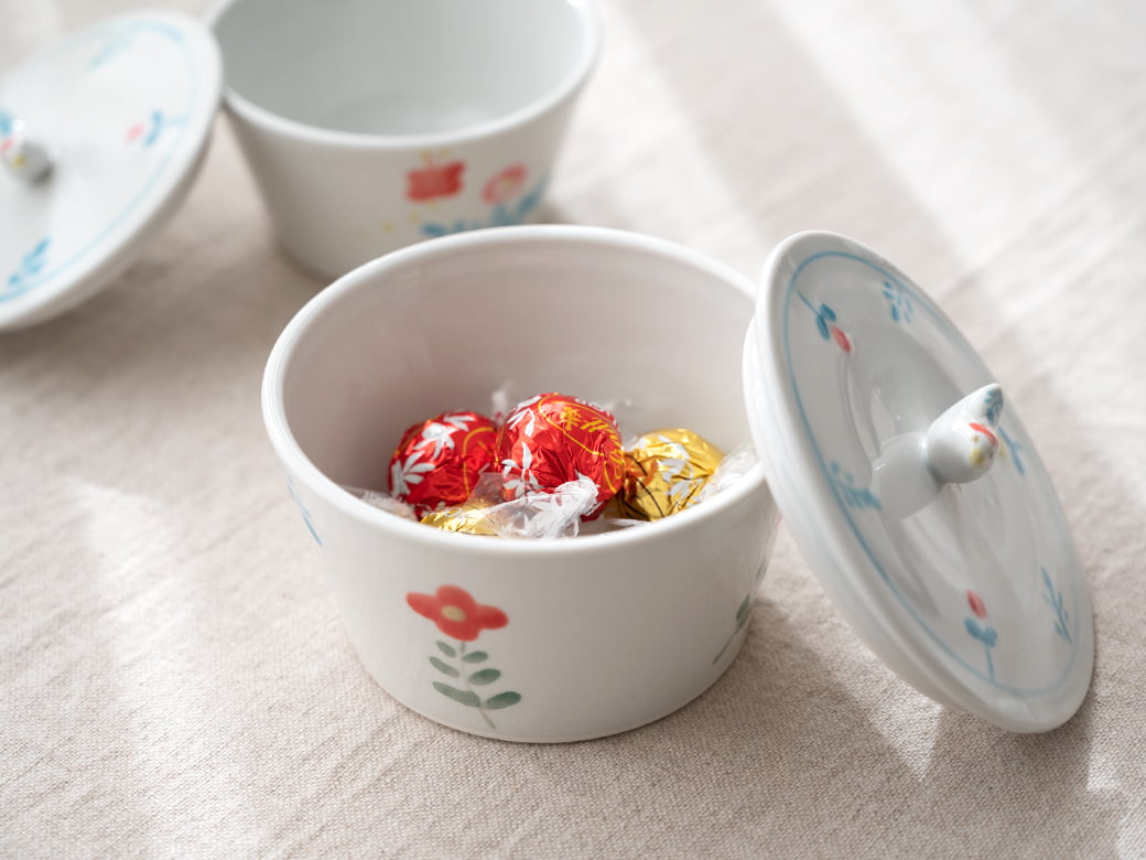 米満麻子 春色 蓋物（小）【キャニスター ふたもの 和食器 九谷青窯