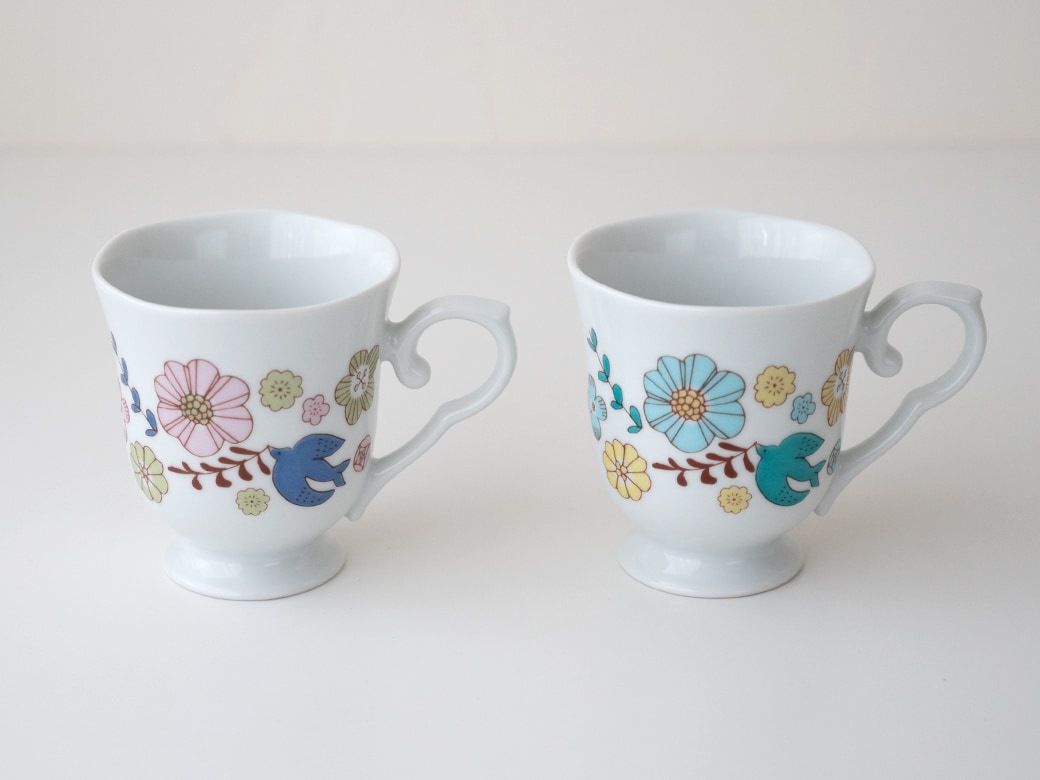 ハレクタニ 花と鳥マグ（2カラー）【九谷焼 マグカップ コーヒーカップ