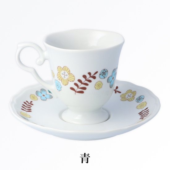 ハレクタニ 花と鳥カップ＆ソーサー（2カラー）【九谷焼 マグカップ