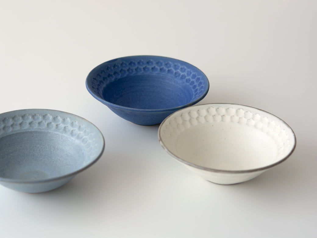 武曽健一（花虎窯） 印花 小鉢／3カラー | 武曽健一（花虎窯）／うつわ