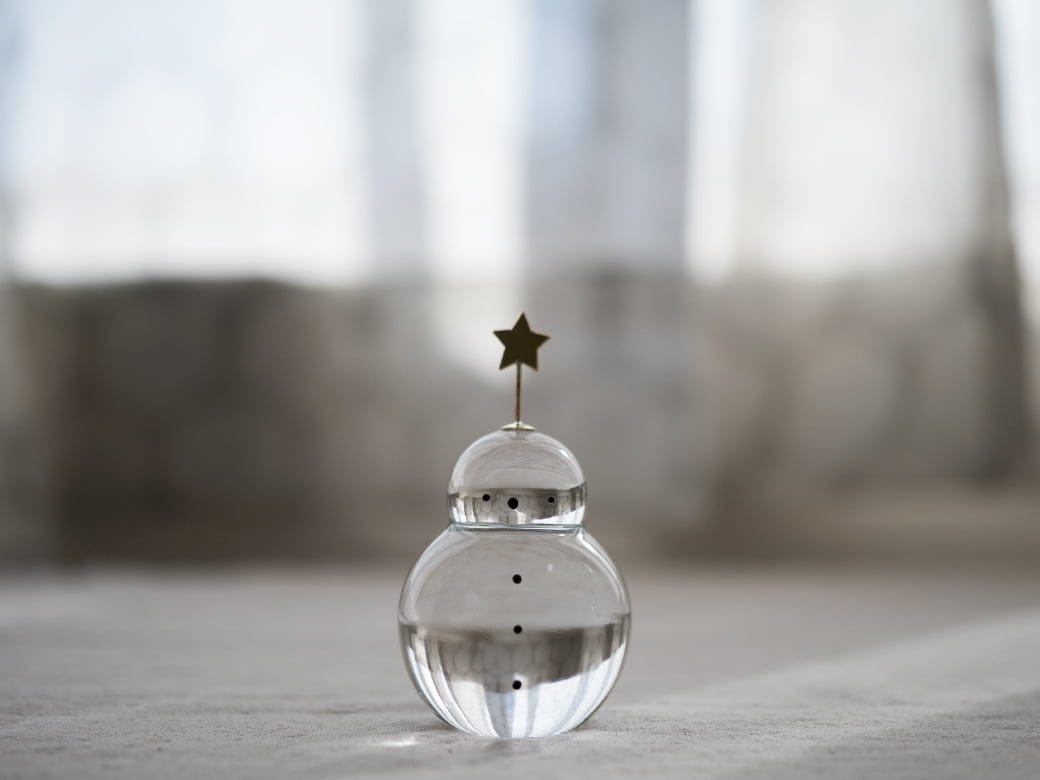 予約11月末発送※ 市川硝子製作所 雪だるまのオブジェ 【ガラス製